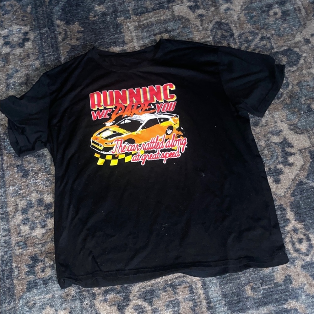 Black Kids T-Shirt with Car Graphic